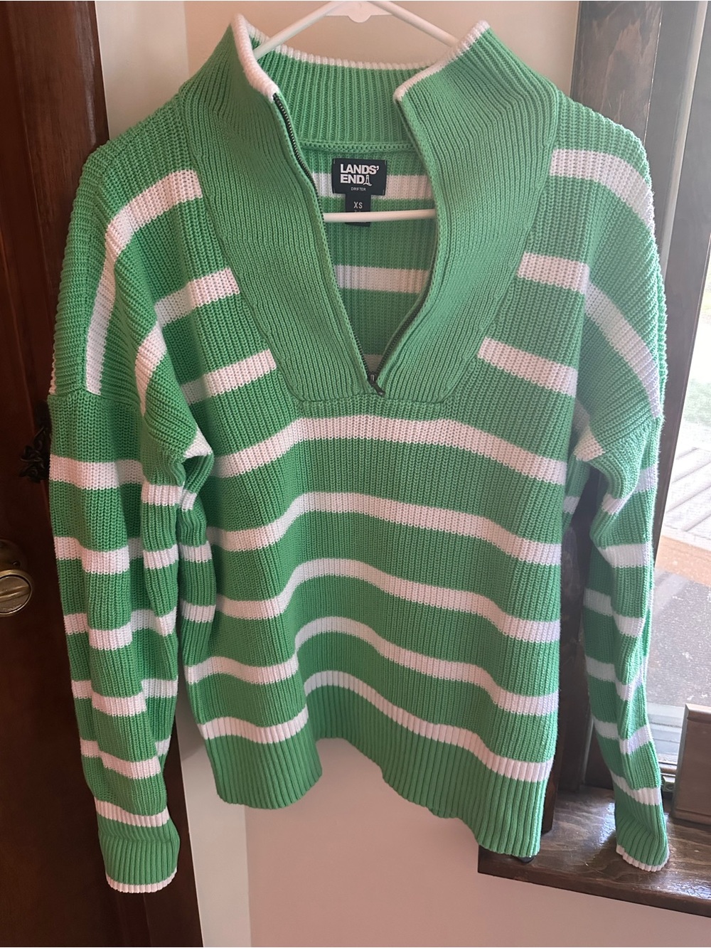 Lands end 100% cotton striped sweater